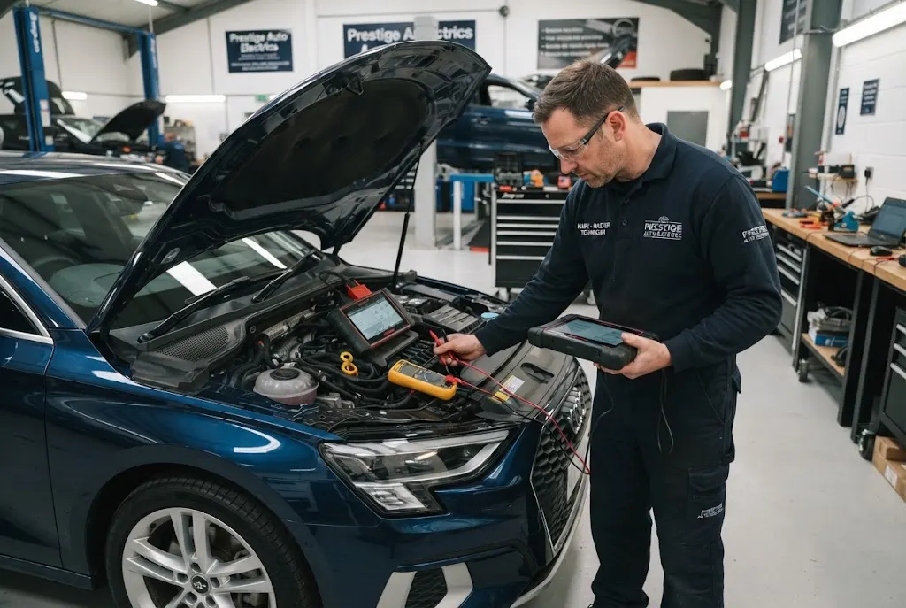 Auto electrical services being performed by a professional UK auto electrician