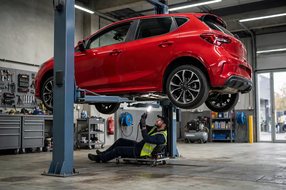 Vauxhall service being carried out at a professional UK automotive workshop